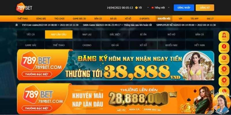 Các chương trình ưu đãi của nhà cái 789BET 